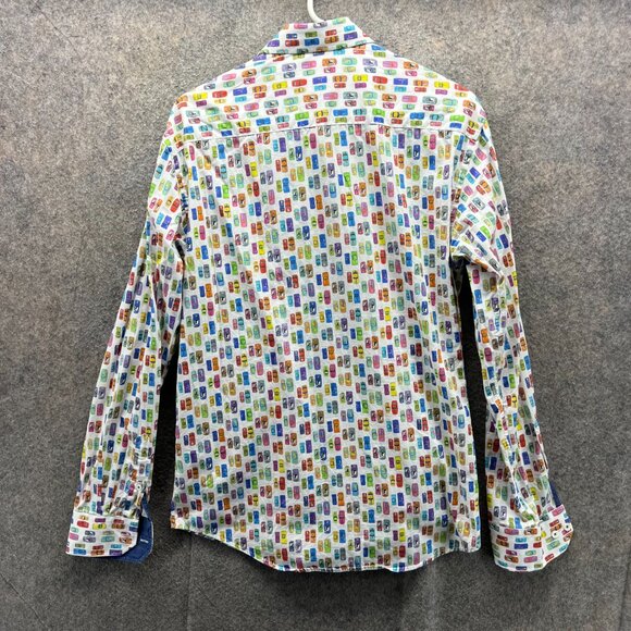 Bugatchi Shirt Mens Large Multicolor Button Down Long Sleeve Cars Pattern AOP - Picture 10 of 12